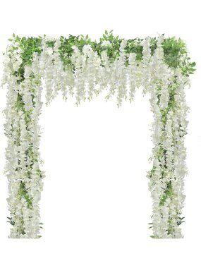 10 Pcs 7.2 Ft White Artificial Wisteria Garland for Home Decor & Events